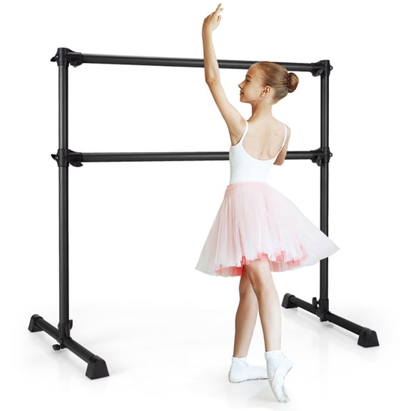 Kadyn Home or Gym Exercise Equipment,Portable Ballet Barre,Ballet bar freestanding Dance Bar,4 Feet Double Ballet Barre Bar with Adjustable Height-Black