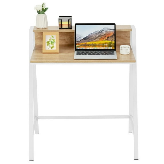 Kadyn Home Office Writing Desk, Executive Desk,Computer Workstation,2 Tier Computer Desk PC Laptop Table Study Writing Home Office Workstation New-Natural