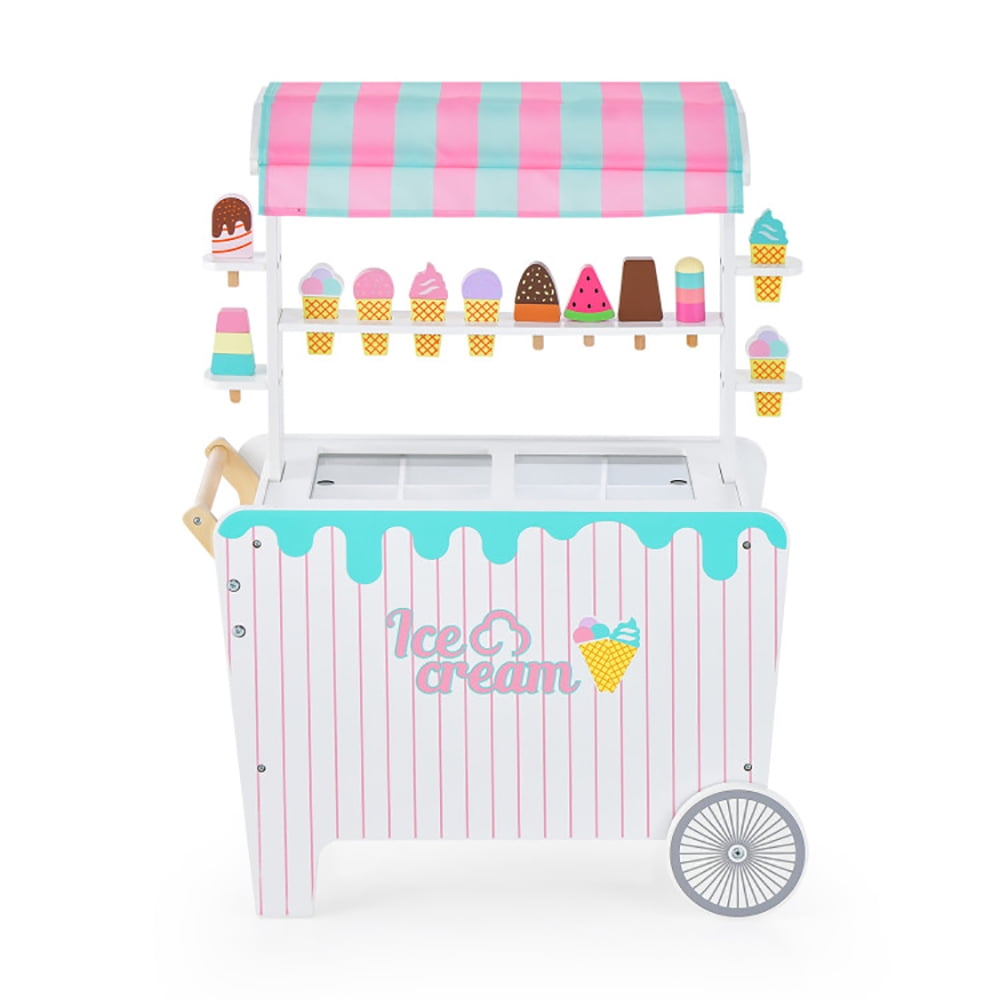 Kadyn Kid's Ice Cream Cart Playset with Display Rack and Accessories