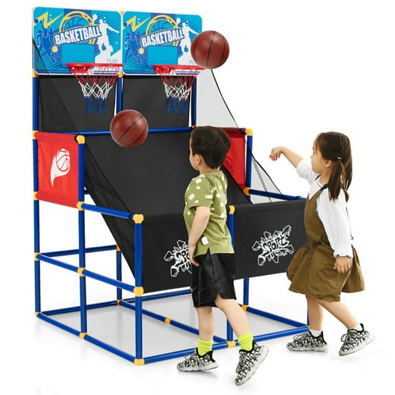 Kadyn Kiddie Play Basketball Arcade Game Indoor,Arcade Basketball Game Set,Kids Arcade Basketball Game Set with 4 Basketballs and Ball Pump