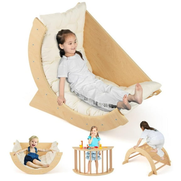 Kadyn Kids Climbing Arch with Cushion Montessori Arch Climber/Rocker for Toddlers-Beige