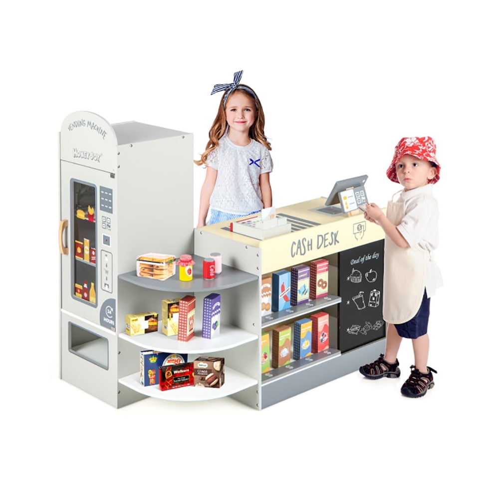 Kadyn Kids Grocery Store Playset with Cash Register POS Machine-Gray