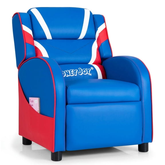 Kadyn Kids Recliner Chair, Kids Relax Chair,Lazy Boy Chair,Kids Leather Recliner Chair with Side Pockets-Blue