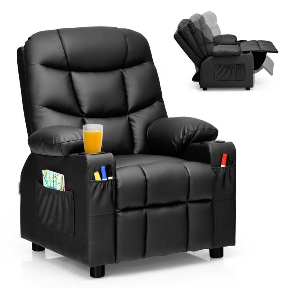 Kadyn Kids Recliner Chair, Kids Relax Chair,Lazy Boy Chair,Kids Recliner Chair with Cup Holder and Footrest for Children-Black