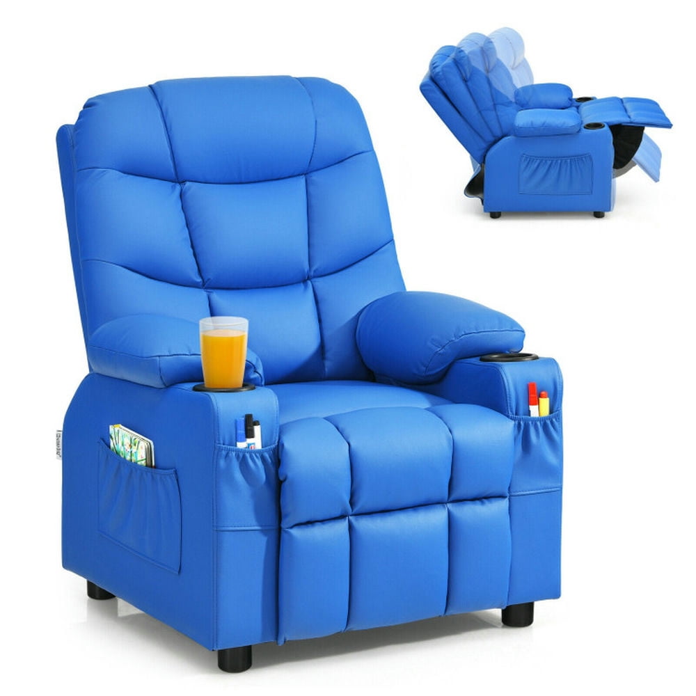 Kadyn Kids Recliner Chair, Kids Relax Chair,Lazy Boy Chair,Kids Recliner Chair with Cup Holder and Footrest for Children-Blue