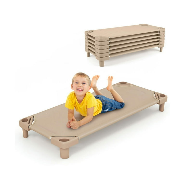 Kadyn Kids Stackable Daycare Cot Pack of 6 with Detachable Oxford Cloth Beige Walmart