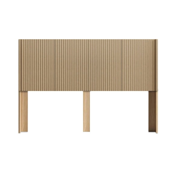 Kadyn King Size Headboard 80.2 Inches Wide, Farmhouse Style Fluted Wood Panel, Wingback Design Wall Mounted, Natural Oak