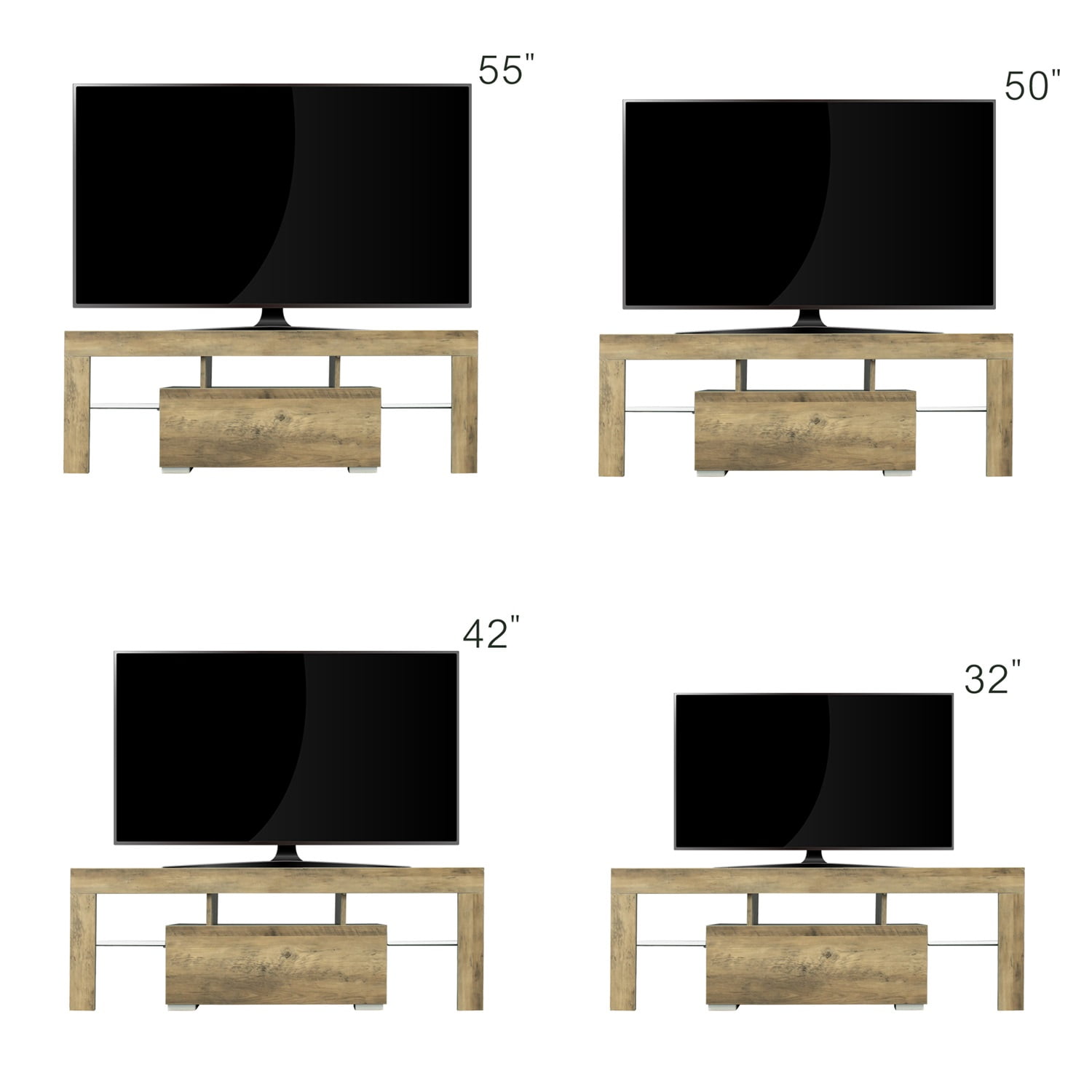 Kadyn LED Tv Stand for 55" Tv, Farmhouse Entertainment Center with LED Lights, Tv Console for Home, Wood Kadyn LED Tv Stand for 55" Tv, Farmhouse Entertainment Center with LED Lights, Tv Console for Home, Wood