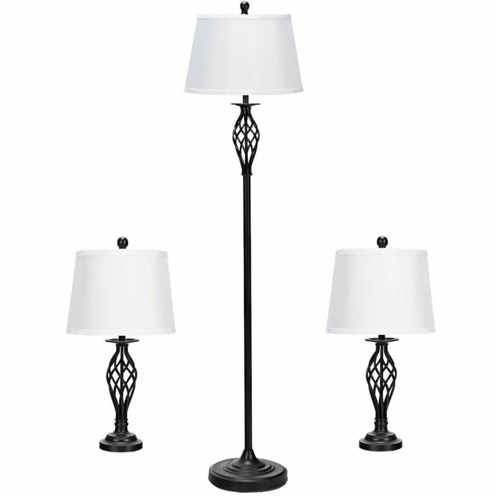 Kadyn Lamp Set, Floor and Table Lamp Set,2 Table Lamps 1 Floor Lamp Set with Fabric Shades
