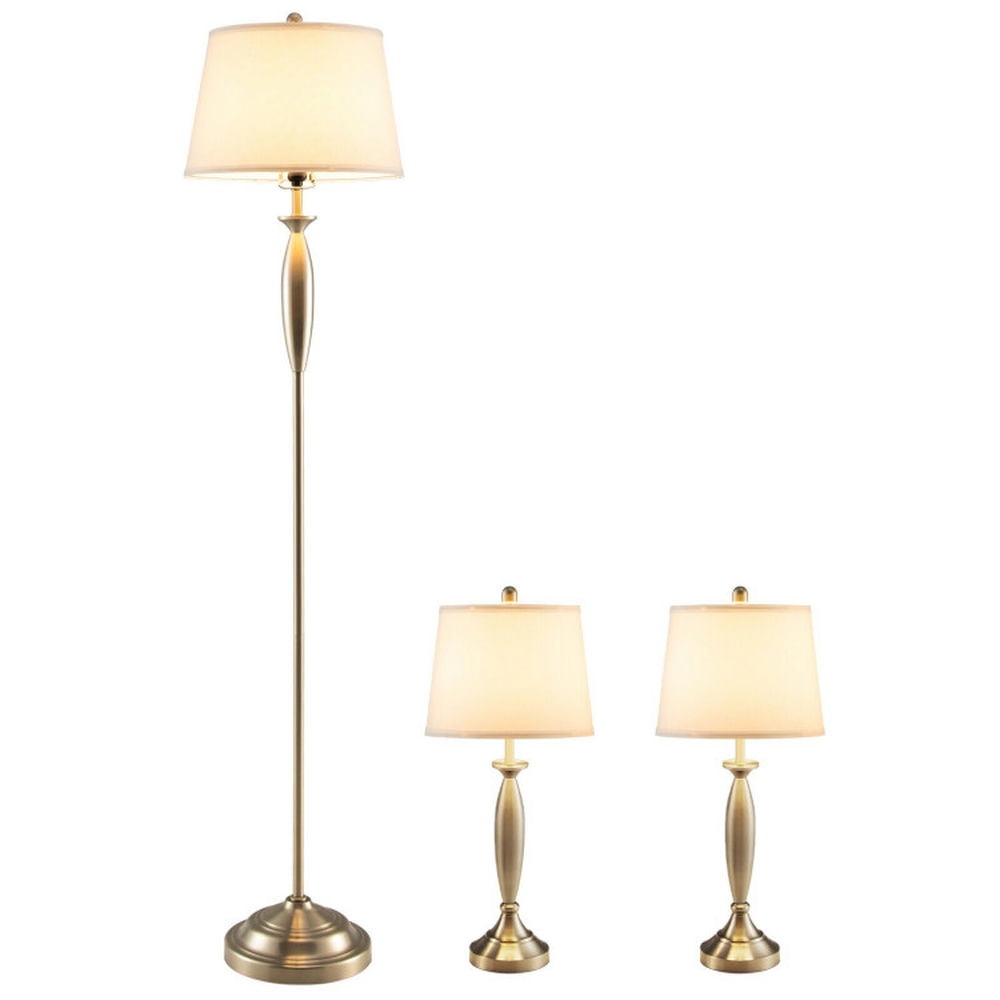 Kadyn Lamp Set, Floor and Table Lamp Set,3-Piece Modern Nickel Finish ...