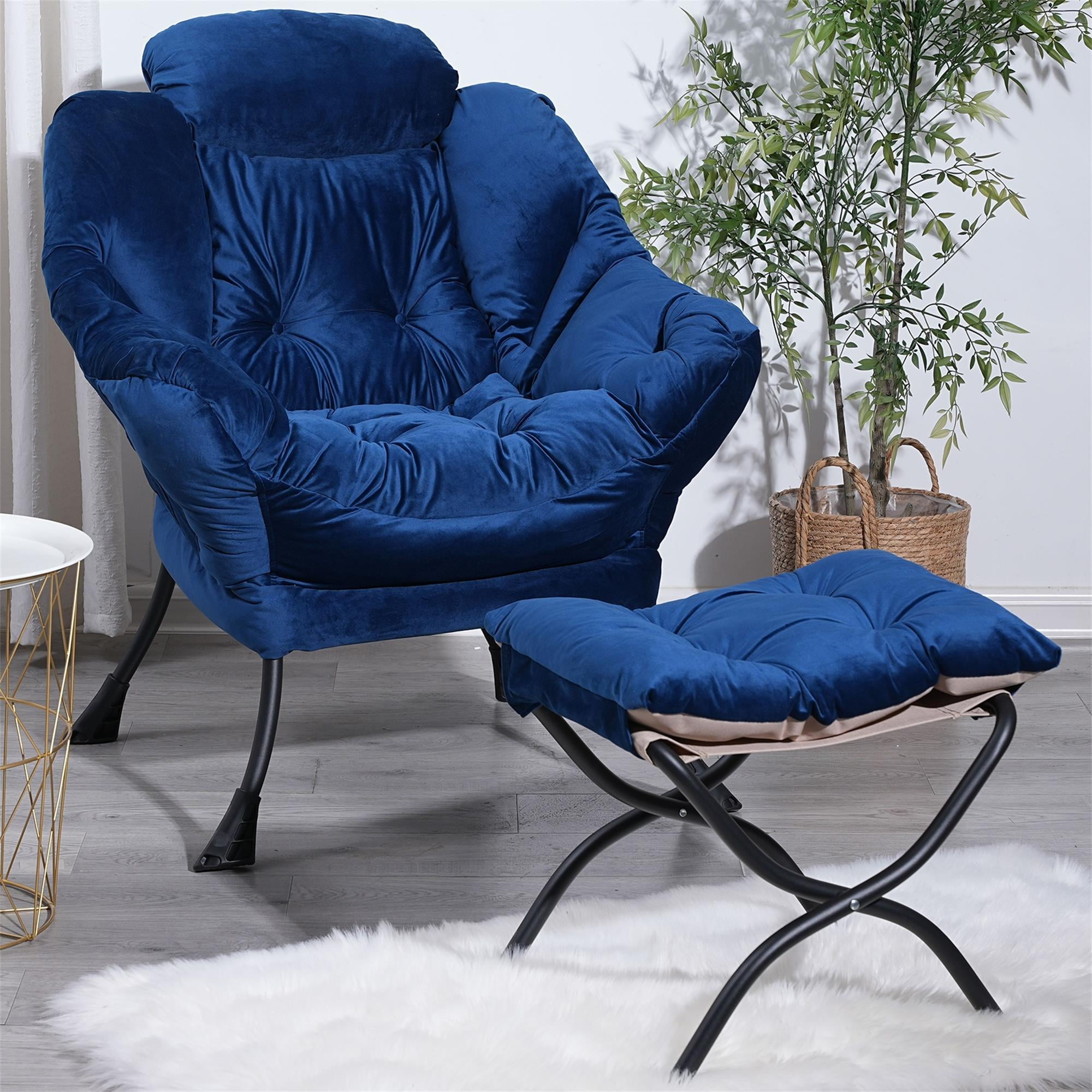 Kadyn Living Room Chairs, Single Sofa Chairs with Armrests and A Side Pocket, Blue Armchair, Chair with Ottoman Set Kadyn Living Room Chairs, Single Sofa Chairs with Armrests and A Side Pocket, Blue Armchair, Chair with Ottoman Set