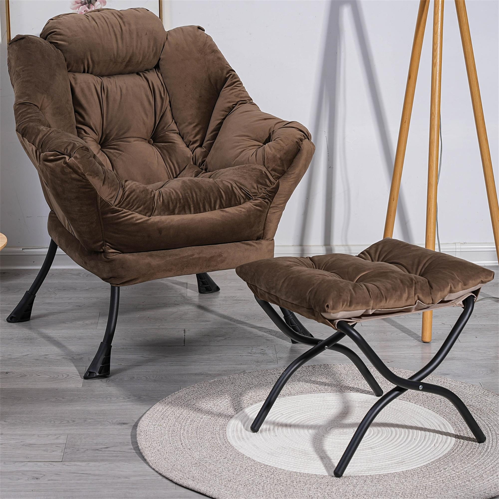 Kadyn Living Room Chairs, Single Sofa Chairs with Armrests and A Side Pocket, Brown Armchair, Chair with Ottoman Set Kadyn Living Room Chairs, Single Sofa Chairs with Armrests and A Side Pocket, Brown Armchair, Chair with Ottoman Set