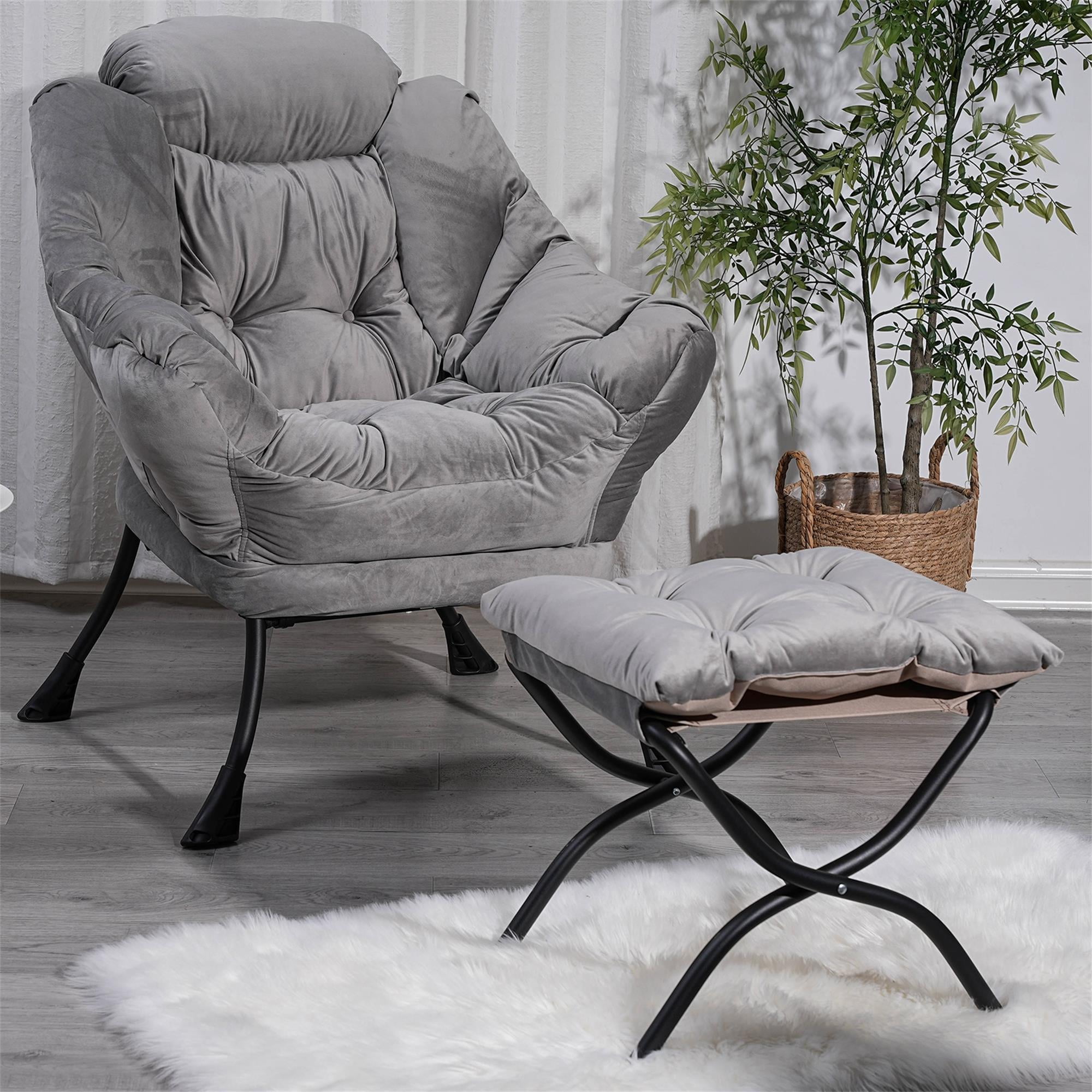 Kadyn Living Room Chairs, Single Sofa Chairs with Armrests and A Side Pocket, Light Gray Armchair, Chair with Ottoman Set Kadyn Living Room Chairs, Single Sofa Chairs with Armrests and A Side Pocket, Light Gray Armchair, Chair with Ottoman Set
