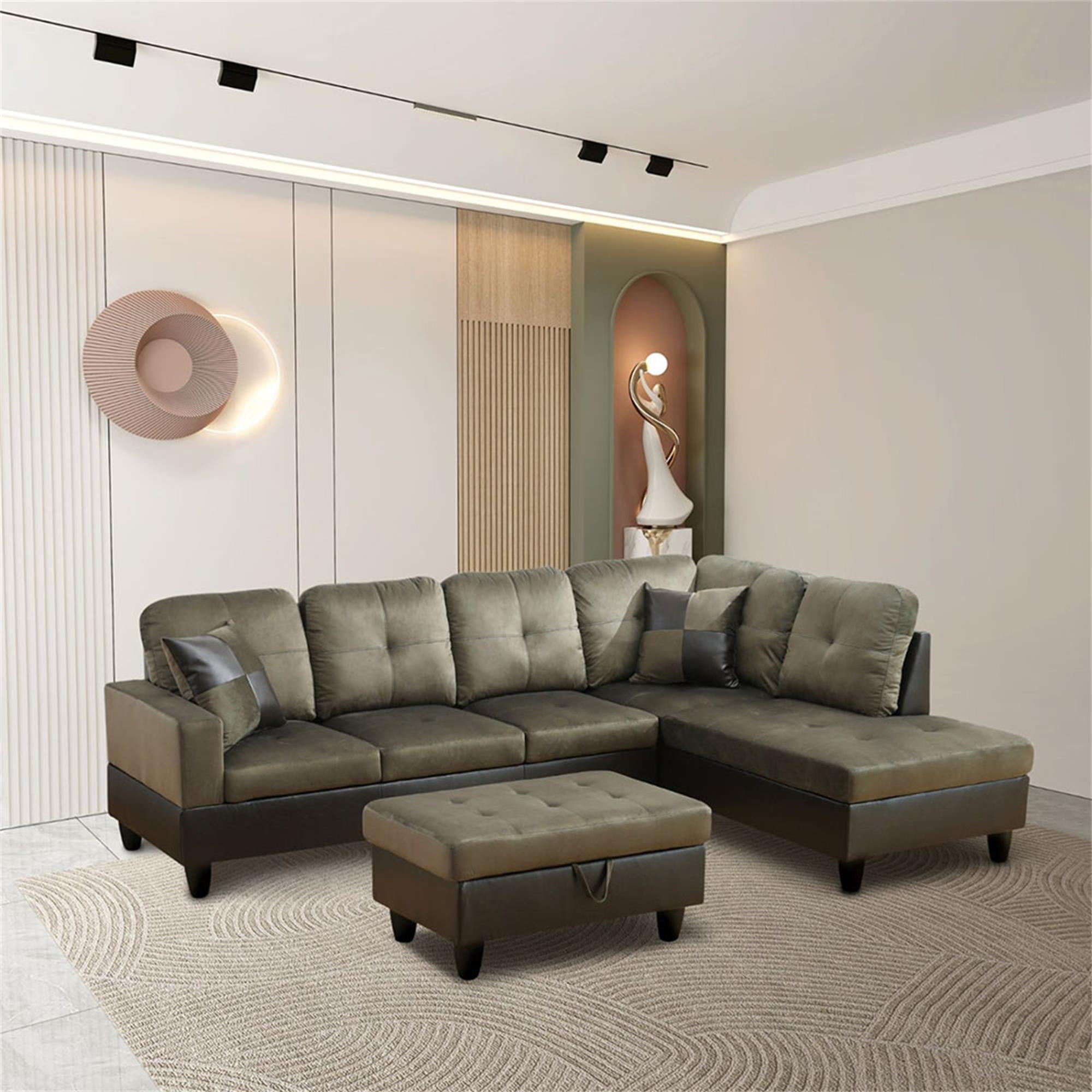 Kadyn Living Room Sofa 3-Piece Set, 3-Seater L-Shaped couch, Removable Ottoman, Small Sofa for Small Apartments, Living Rooms and Offices (Taupe) Kadyn Living Room Sofa 3-Piece Set, 3-Seater L-Shaped couch, Removable Ottoman, Small Sofa for Small Apartments, Living Rooms and Offices (Taupe)
