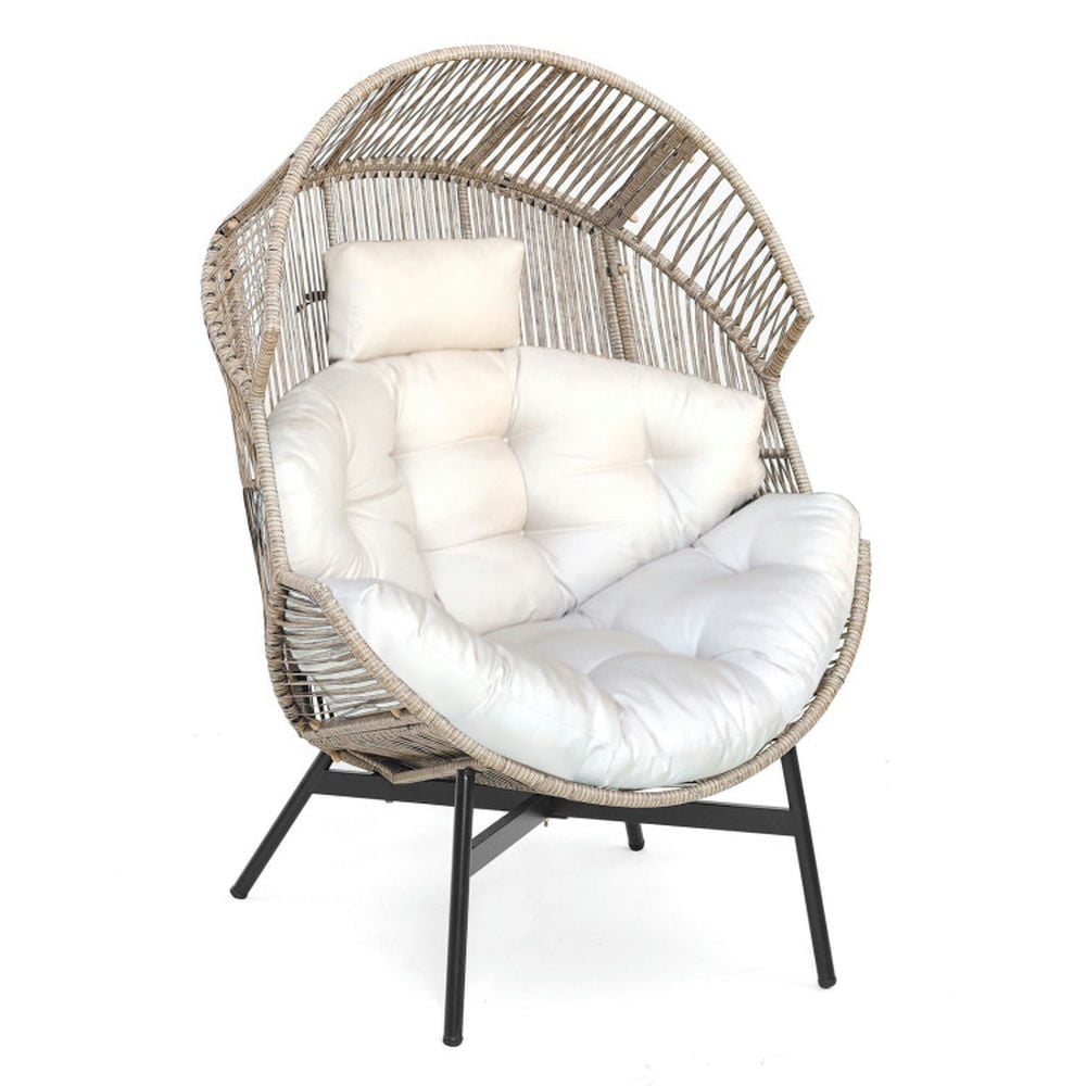 Kadyn Lounge Chair Recliner Chaise Lounge Patio Recliner Chairs Wicker Oversized Egg Style Chair with Cushions and Headrest Off White Walmart Business Supplies