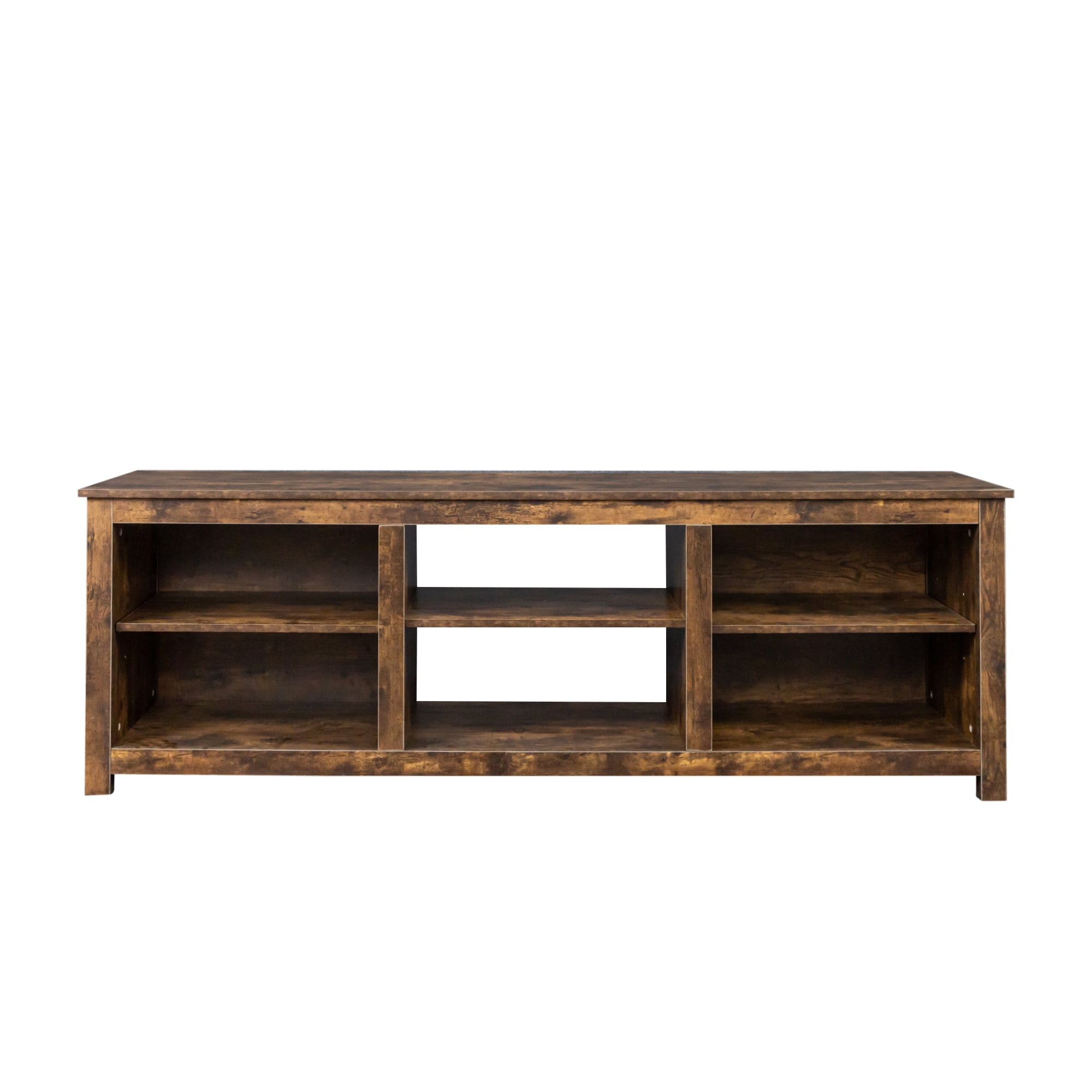 Kadyn MDF Farmhouse TV Console Table , Modern TV Unit Cabinet Stand with 6 storage compartments and 1 shelf cabinet, Turquoise Brown TV Cabinet for small spaces