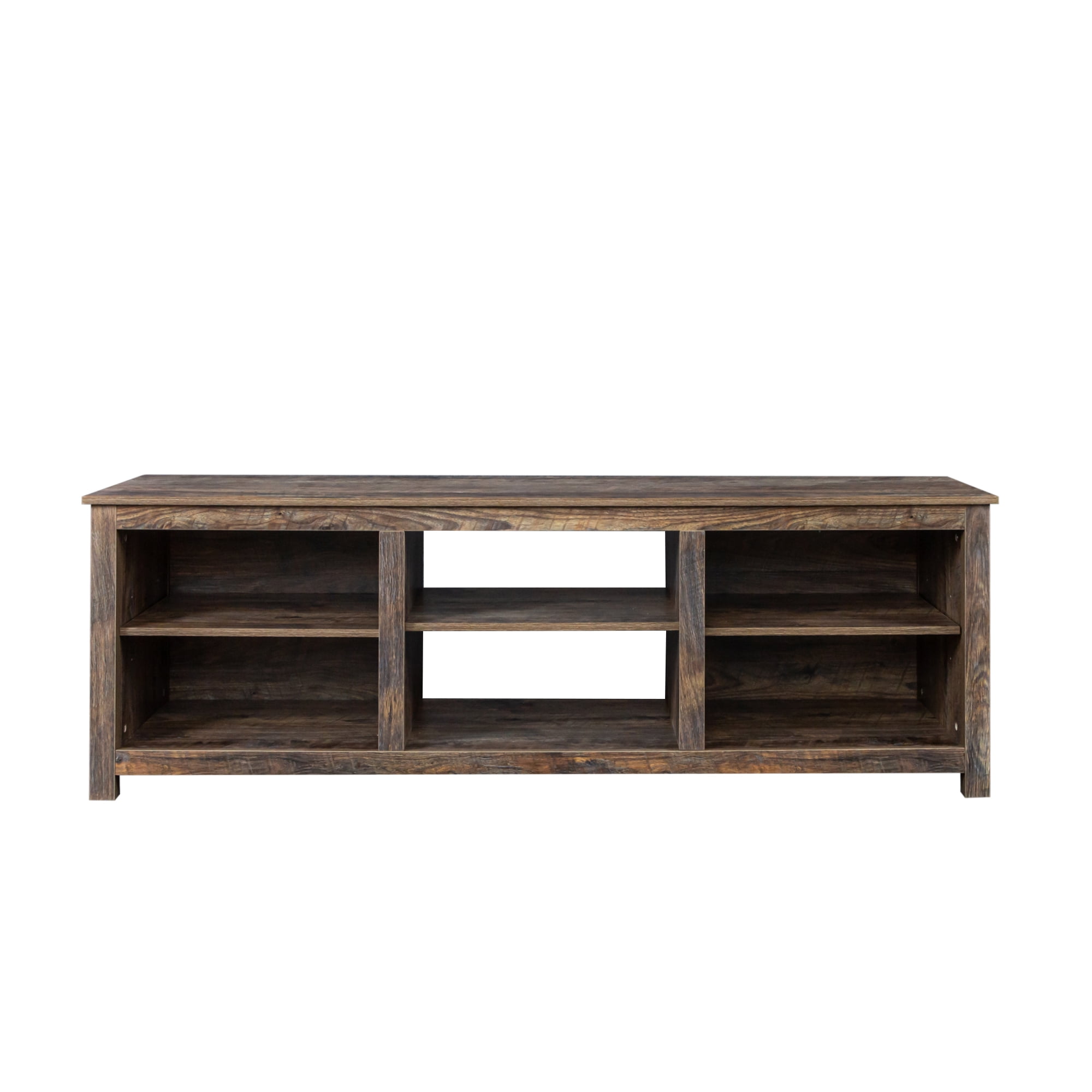 Kadyn MDF TV Cabinet for 70 inch TV, Heavy Duty TV Cabinet with 6 storage compartments and 1 shelf cabinet, Brown Farmhouse TV Console Table