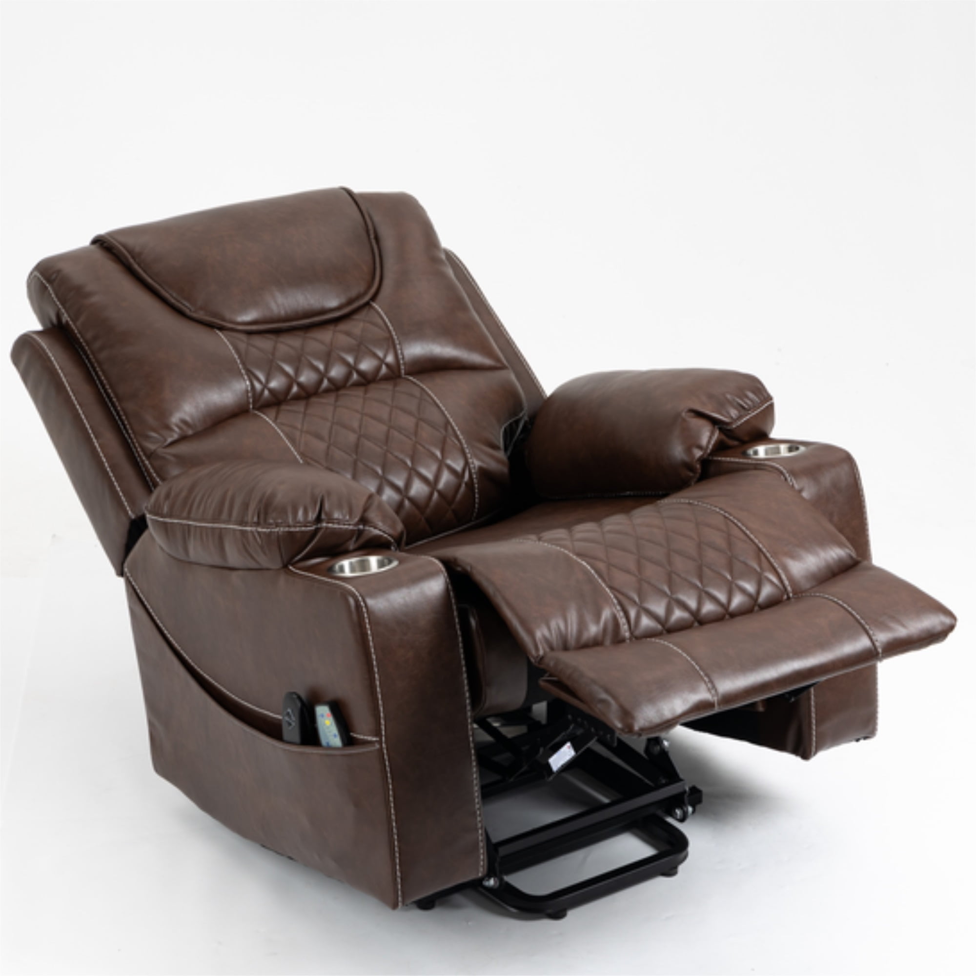 Kadyn Massage Recliner Chair, Fabric Recliner Sofa Home Theater Seating with Lumbar Support, Power Lift Recliner Chair for Living Room, Coffee