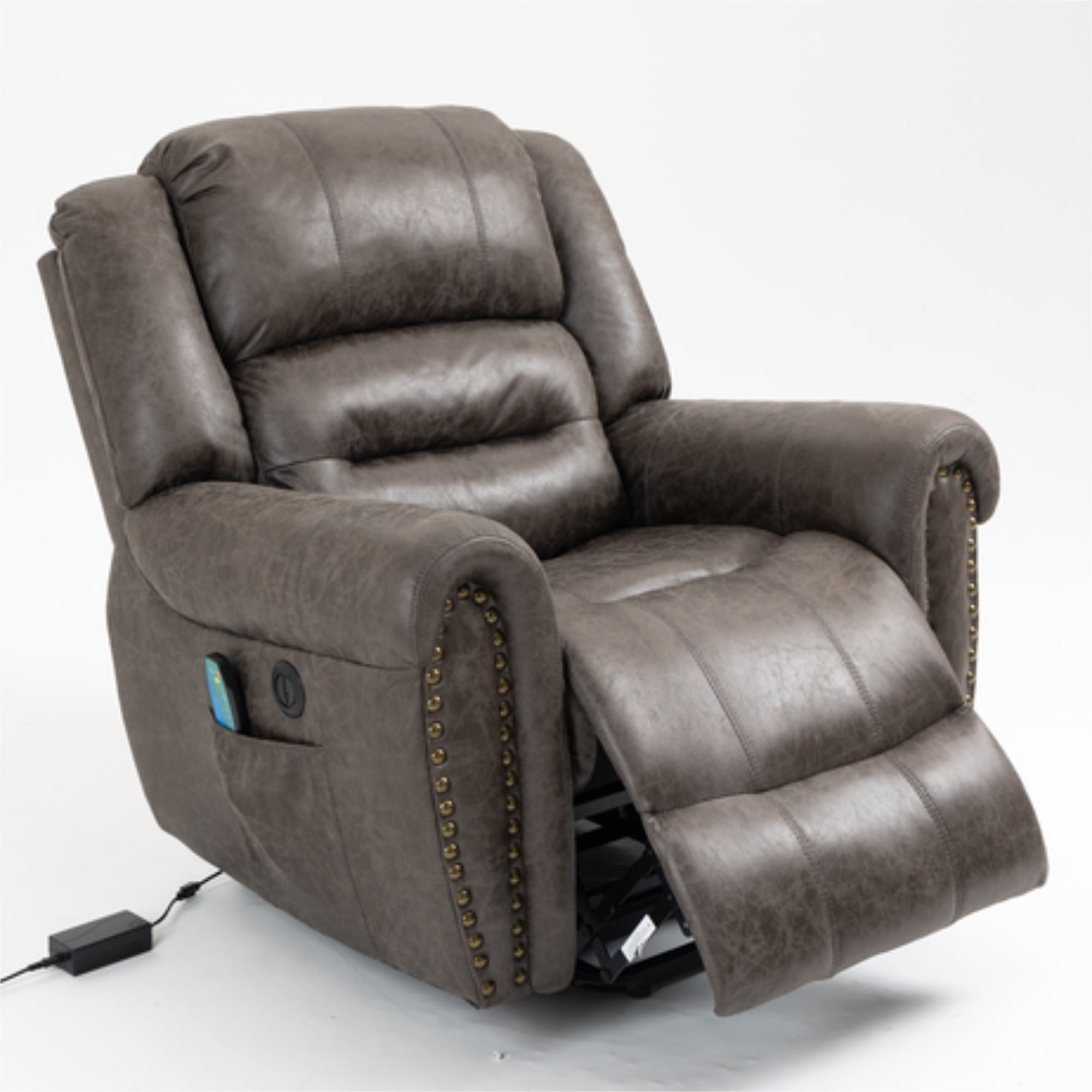 Kadyn Massage Recliner Chair, Fabric Recliner Sofa Home Theater Seating with Lumbar Support, Single Sofa Armchair for Living Room, Grey