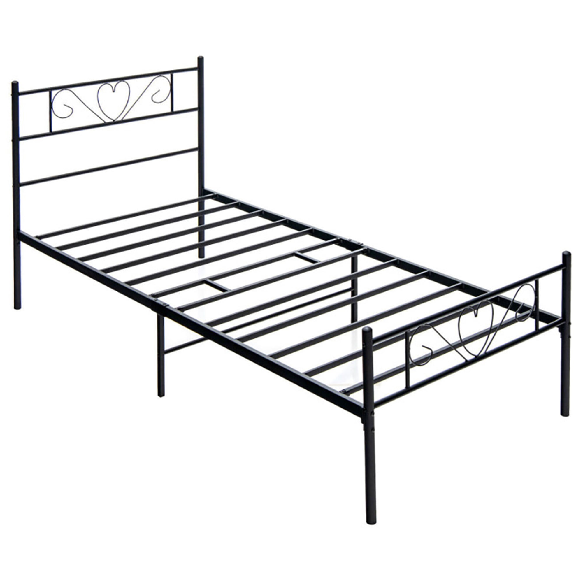 Kadyn Metal Twin XL Bed Frame with Heart-shaped Headboard, No Box Spring Needed Platformn Noise Free, Easy Assembly Black