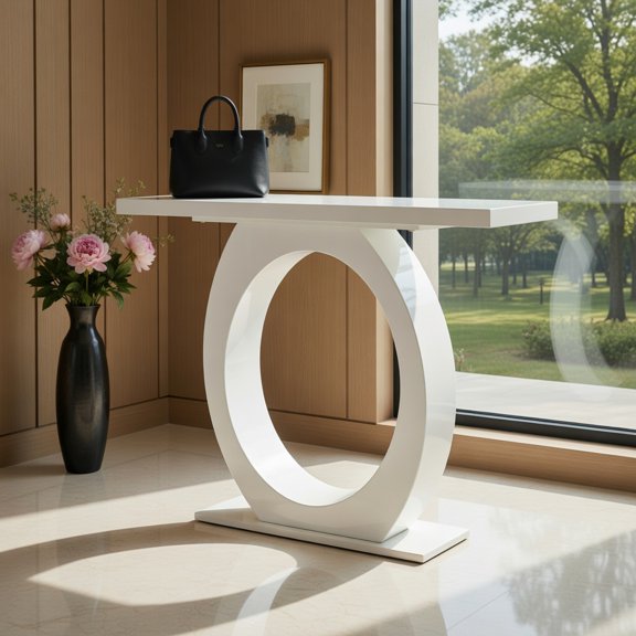 Kadyn Mirod Stylish Modern Console Table with Egg-Shaped Base,Enhanced Stability and Durability,Sleek Design for Home Decor,Perfect for Living Room or Bedroom