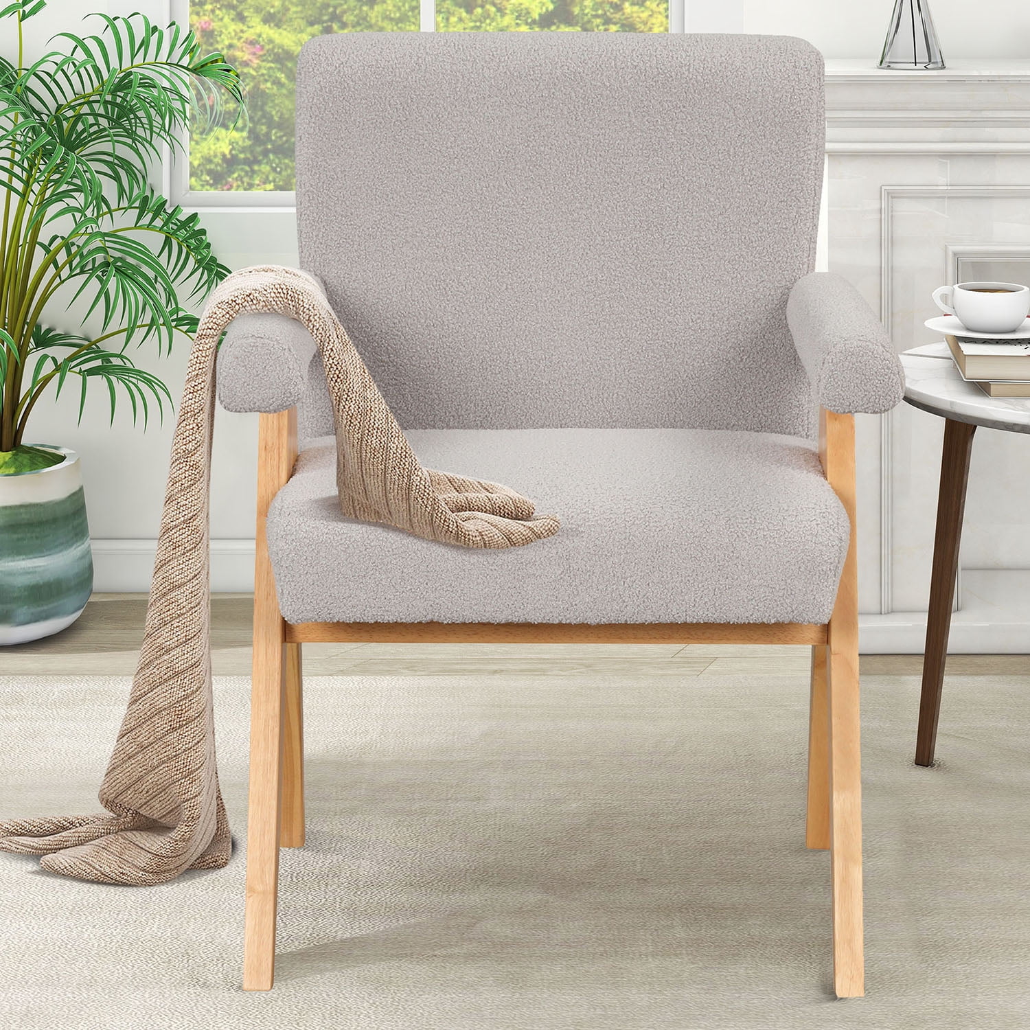 Kadyn Modern Arm Chair Set of 2, Altay Velvet Accent chairs with arm pads, Upholstered Armchair for Living Room Bedroom, Gray