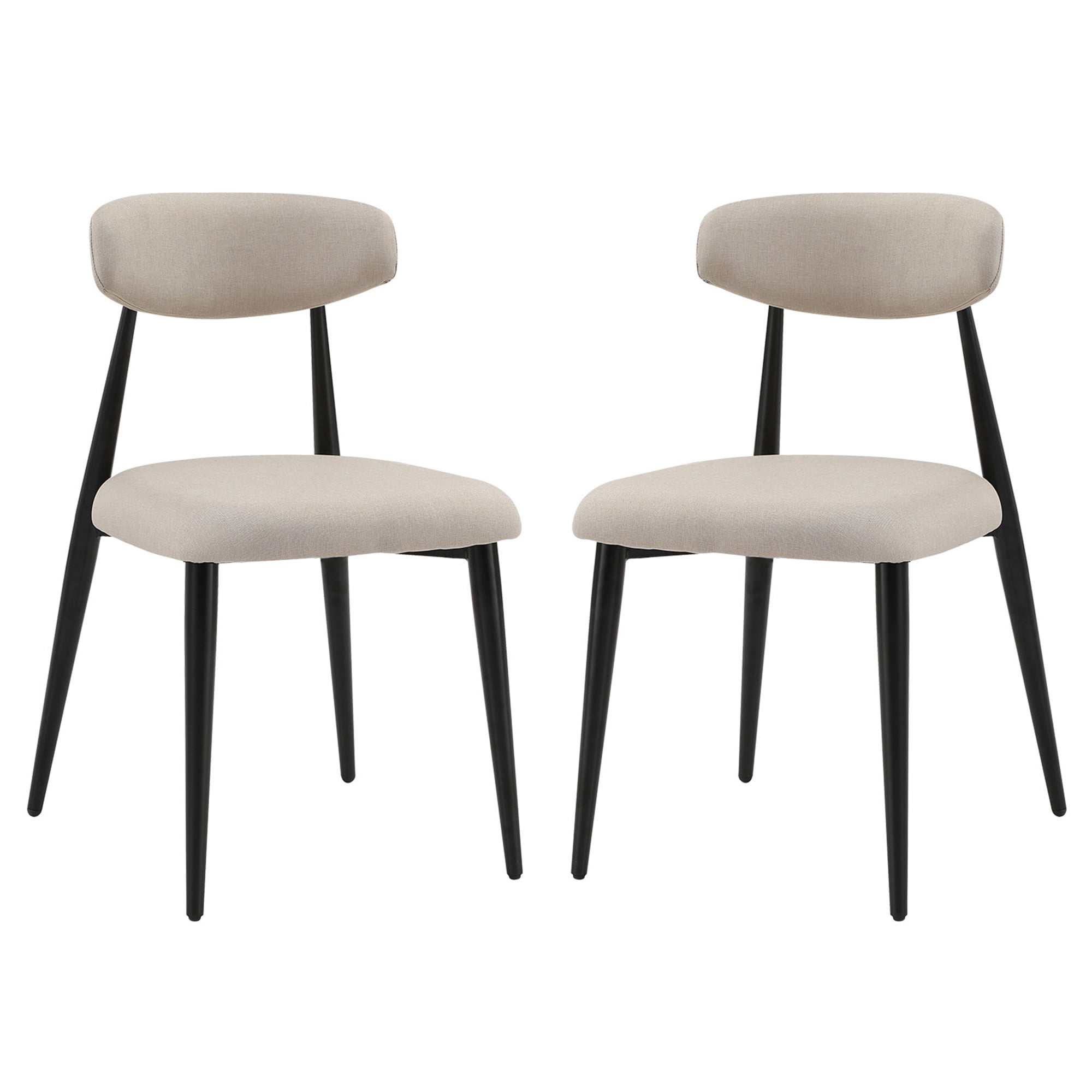 Kadyn Modern Dining Chairs Set of 2, Dining Room Chairs with Curved Backrest Round, Upholstered Kitchen Chairs for Living Room, Light Grey