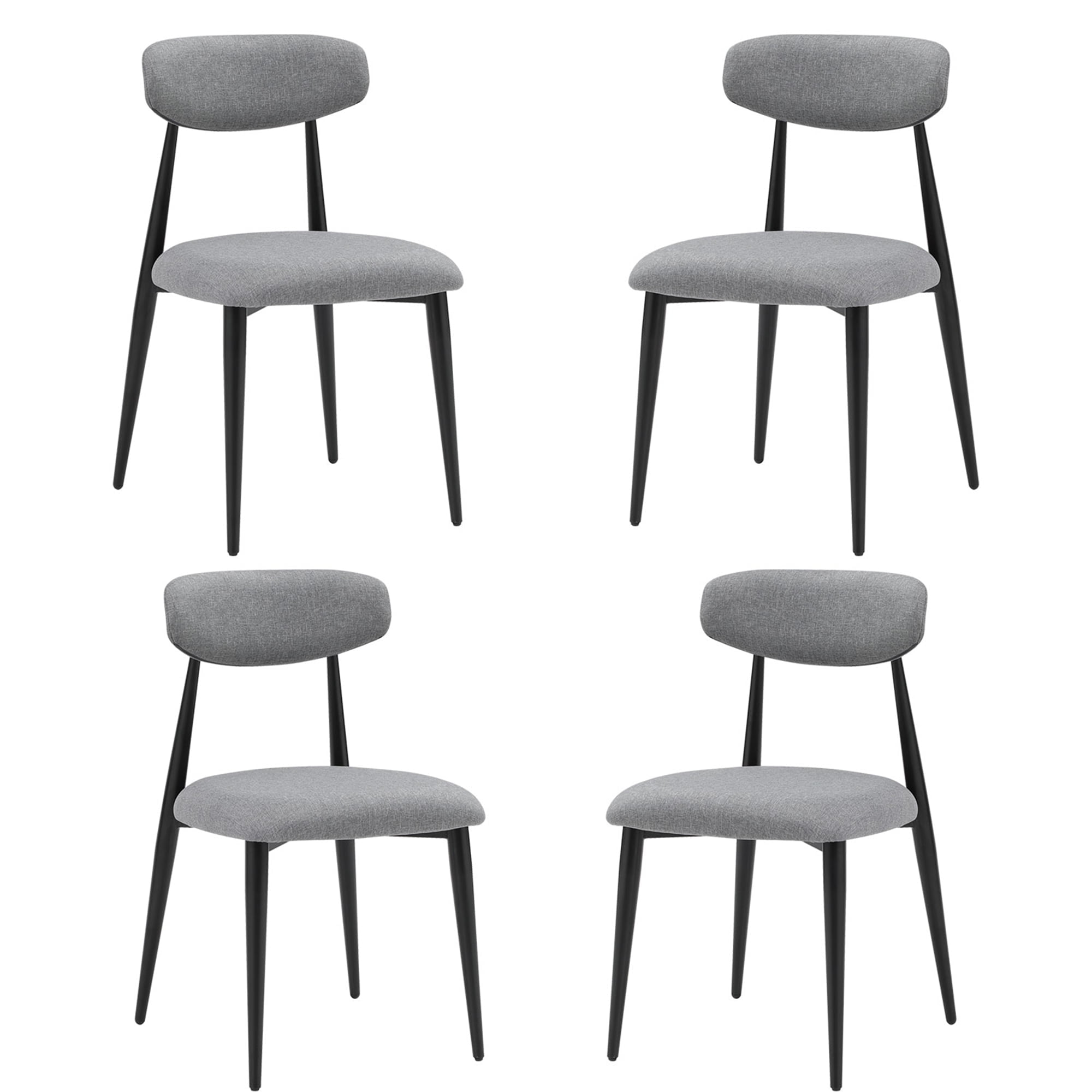 Kadyn Modern Dining Chairs Set of 4, Dining Room Chairs with Curved Backrest Round, Upholstered Kitchen Chairs for Living Room, Gray