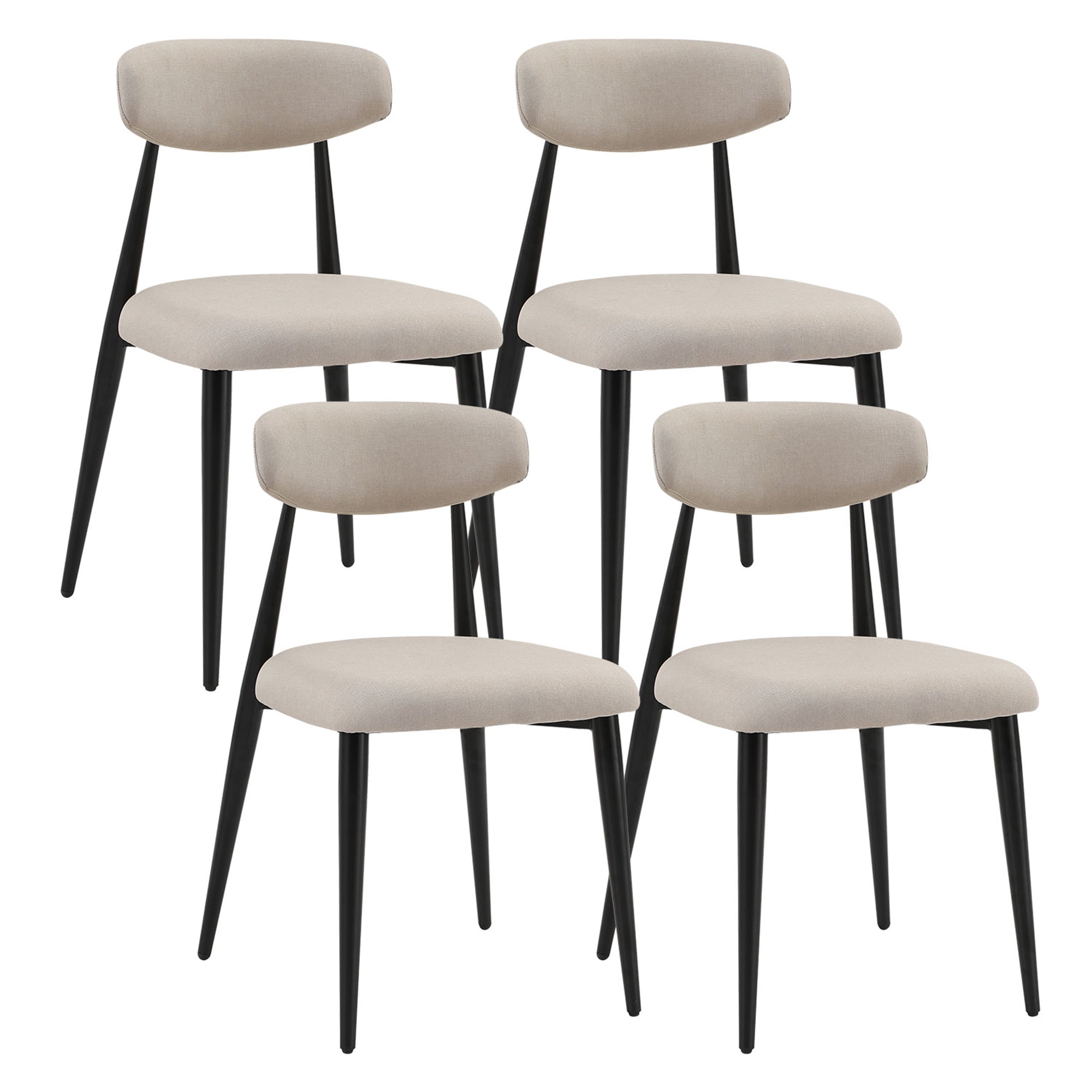 Kadyn Modern Dining Chairs Set of 4, Dining Room Chairs with Curved Backrest Round, Upholstered Kitchen Chairs for Living Room, Light Grey