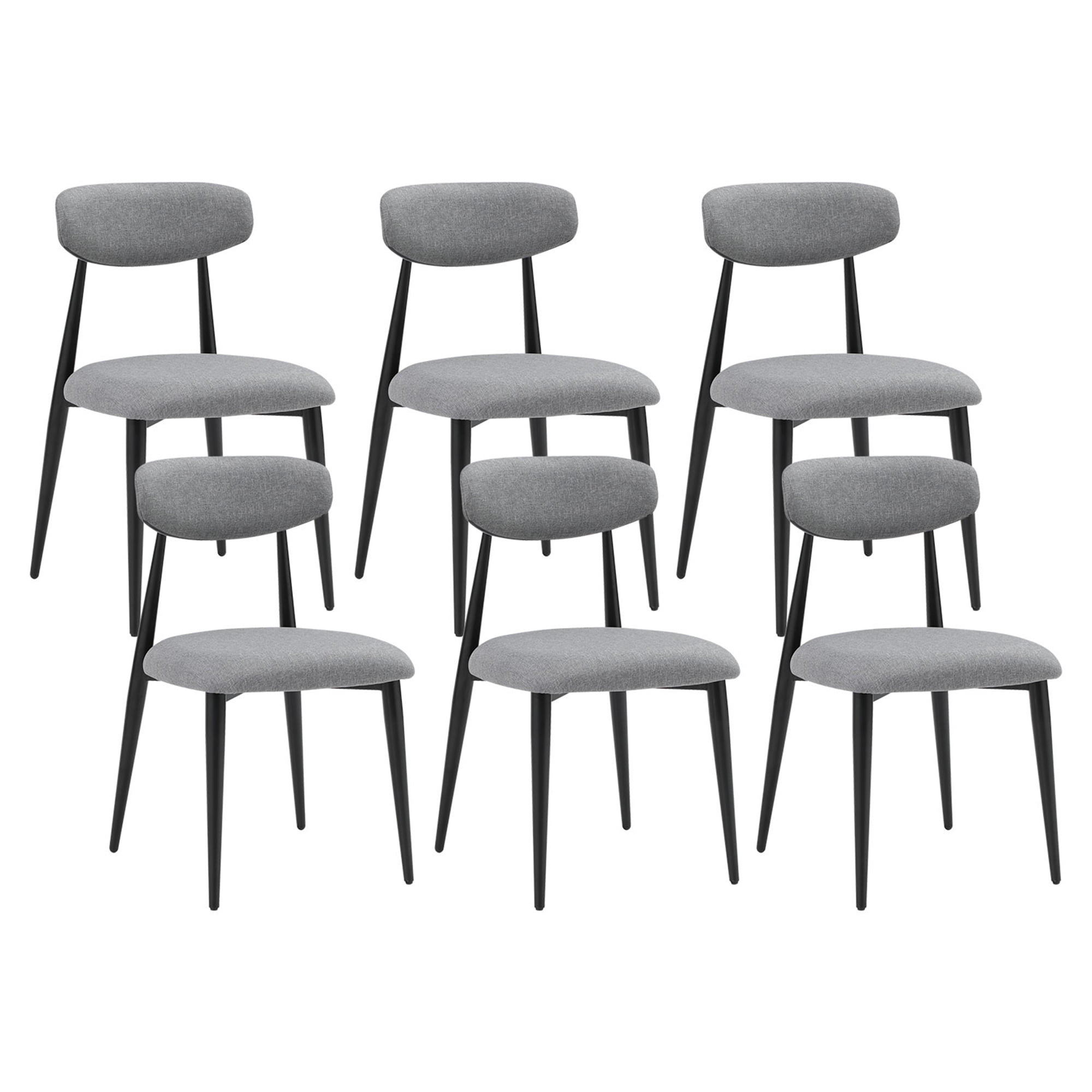 Kadyn Modern Dining Chairs Set of 6, Dining Room Chairs with Curved Backrest Round, Upholstered Kitchen Chairs for Living Room, Gray