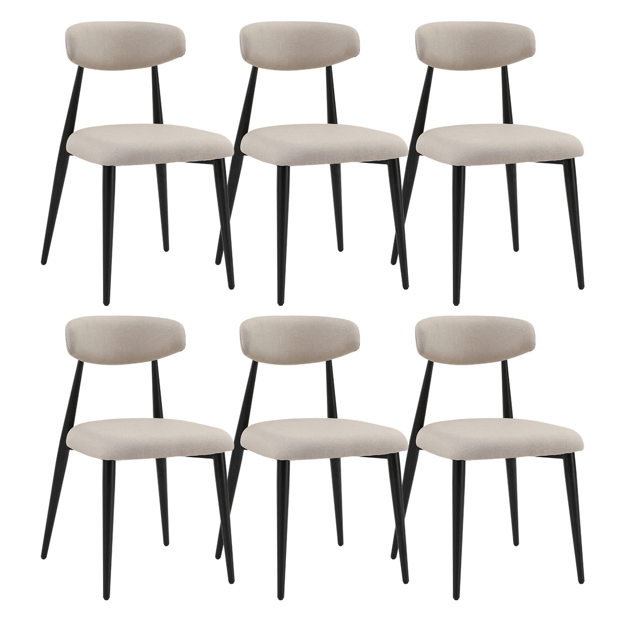 Kadyn Modern Dining Chairs Set of 6, Dining Room Chairs with Curved Backrest Round, Upholstered Kitchen Chairs for Living Room, Light Grey