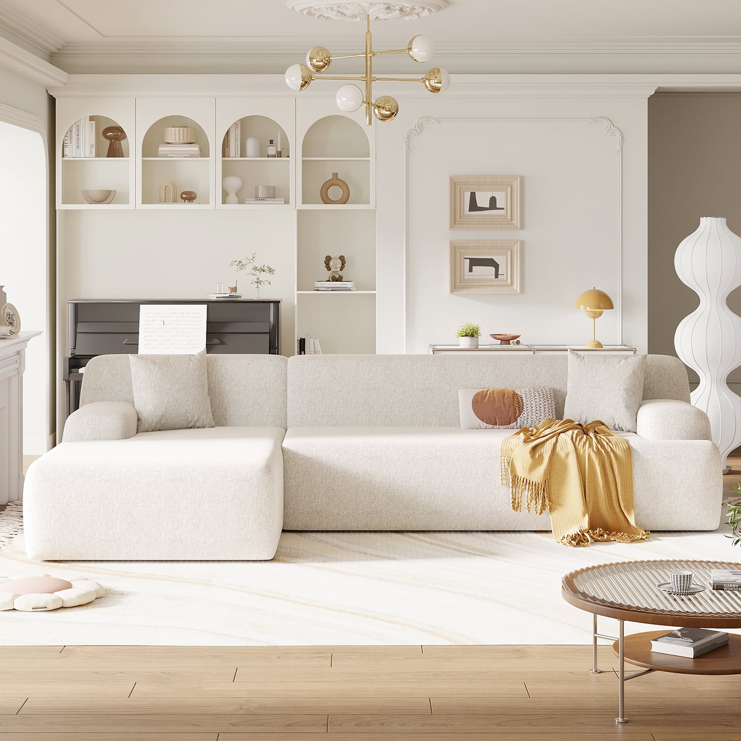 Kadyn Modern Large L-Shape Modular Sectional Sofa, Sofa Couch for Living Room, Bedroom, Salon, 2 Piece Free Combination, Beige