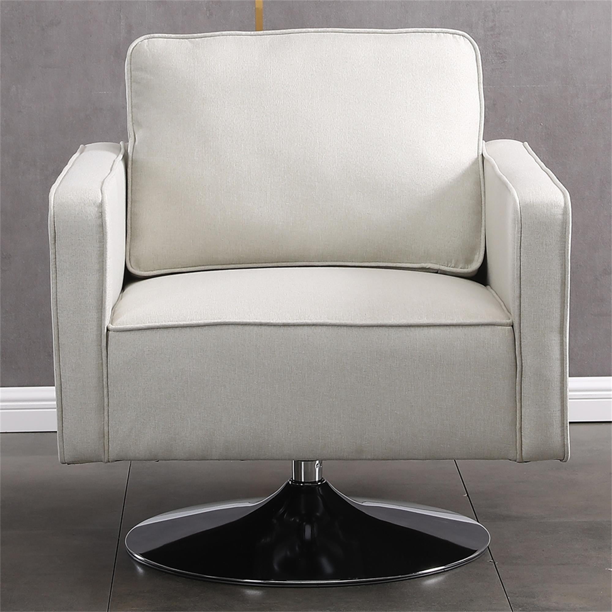 Kadyn Modern Teddy Fabric Swivel Accent Chair with 360 Degree Swiveling for Living Room, Beige