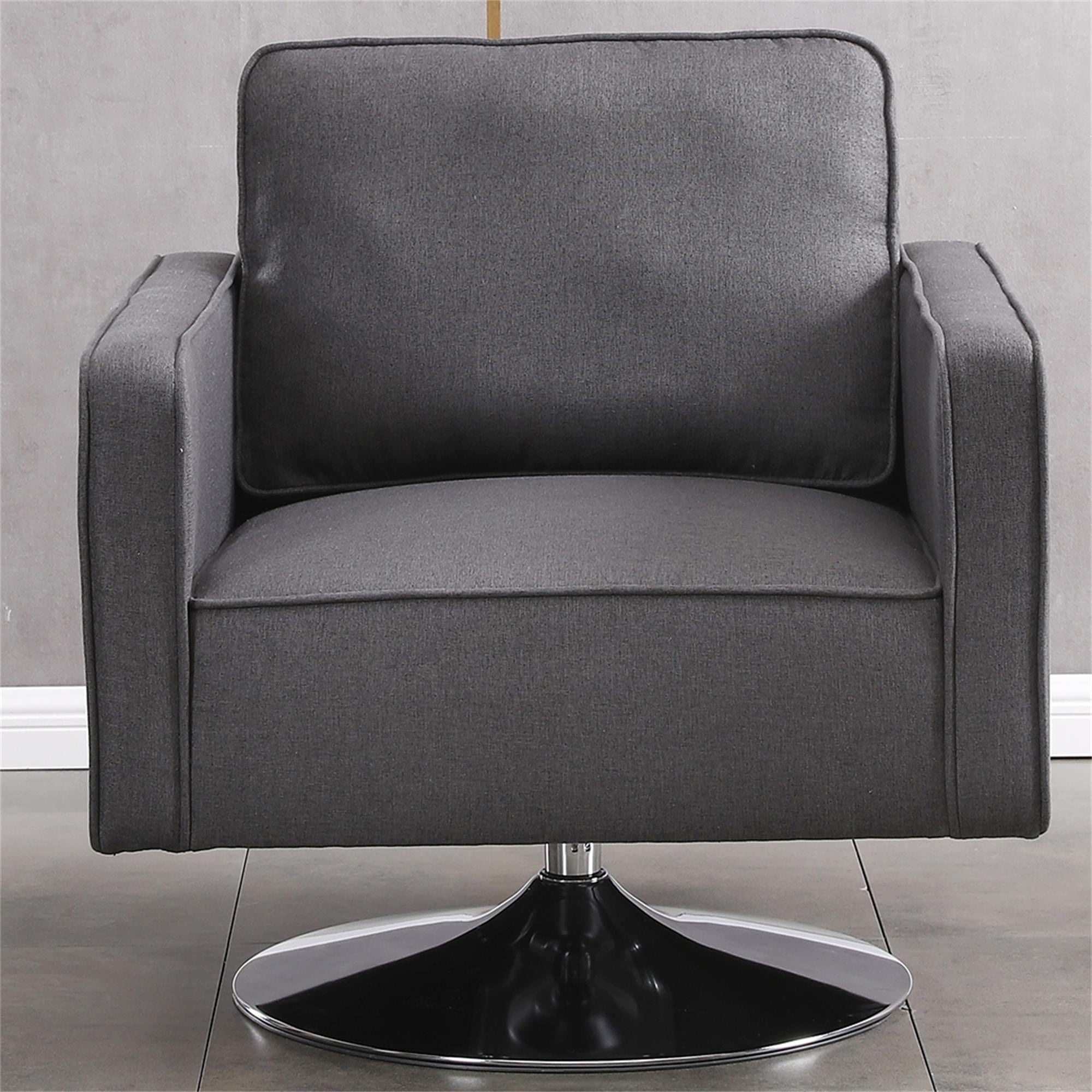 Kadyn Modern Teddy Fabric Swivel Accent Chair with 360 Degree Swiveling for Living Room, Dark Gray