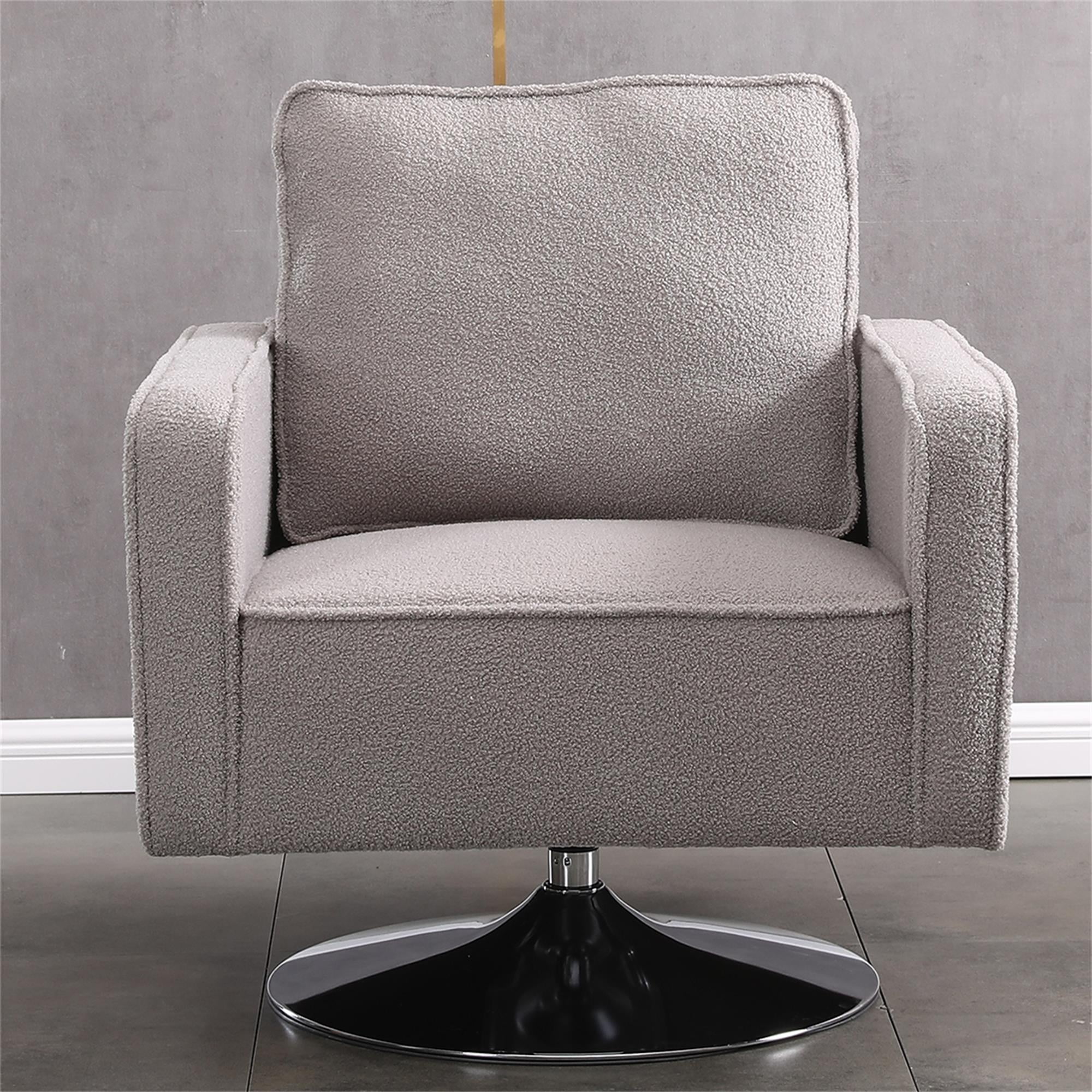 Kadyn Modern Teddy Fabric Swivel Accent Chair with 360 Degree Swiveling for Living Room, Grey