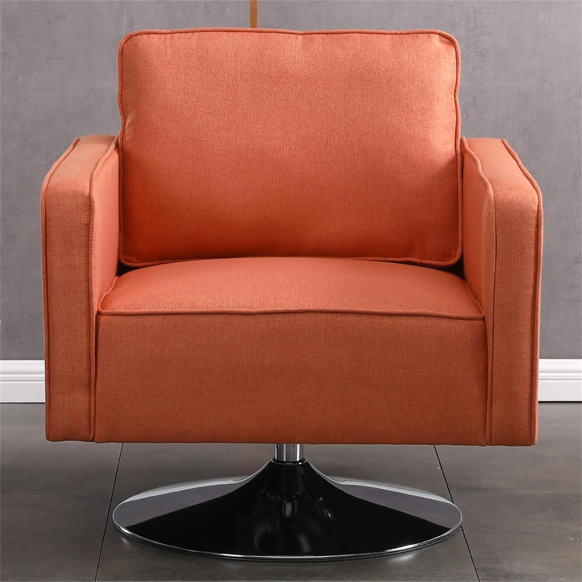Kadyn Modern Teddy Fabric Swivel Accent Chair with 360 Degree Swiveling for Living Room, Orange