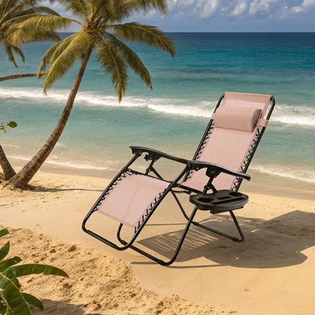 Kadyn Multi Purpose Zero-Gravity Chair with Utility Tray Beige