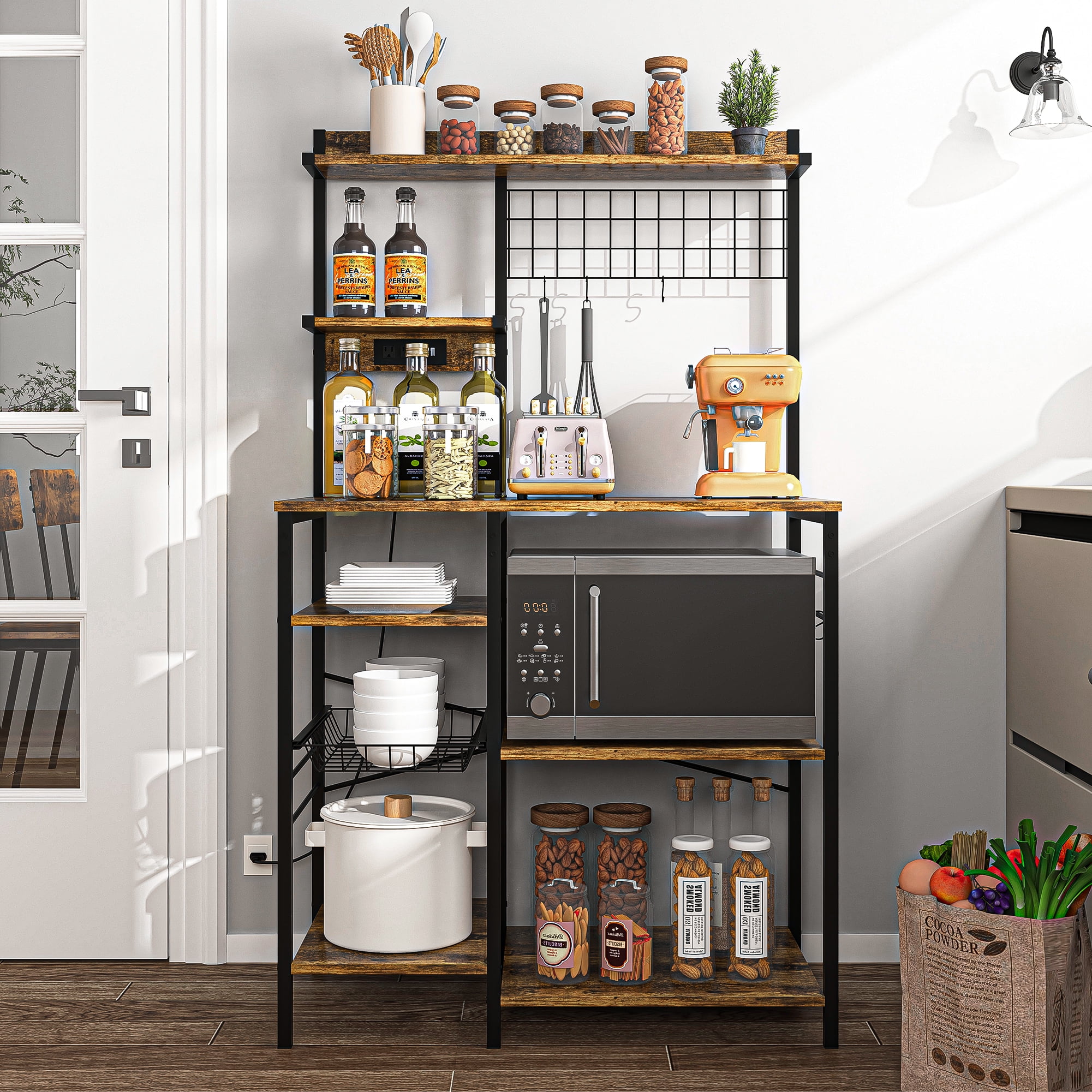 Kadyn Multifunctional Kitchen Storage Shelf, Modern Storage Rack with 8 ...