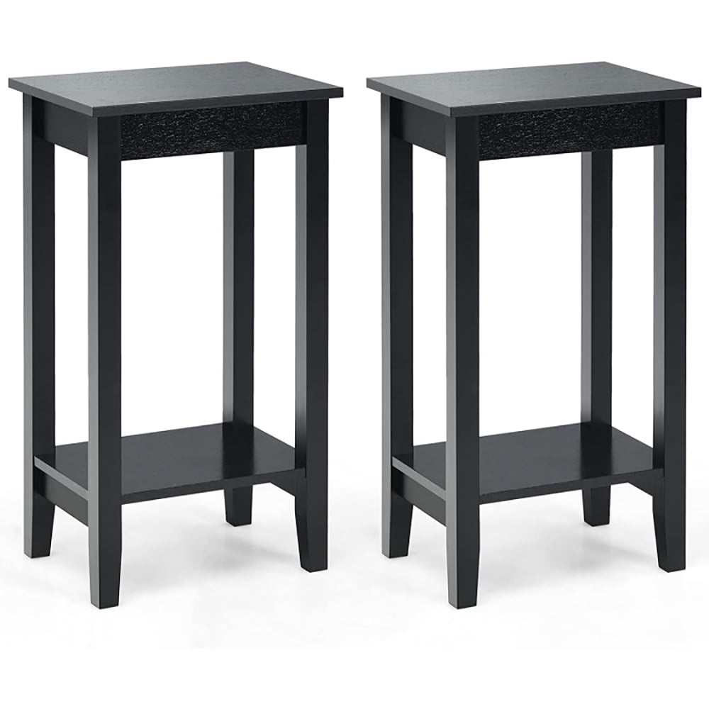Kadyn Nightstand,Desktop Table,Side Table,End Tables,Set of 2 Versatile 2-Tier End Table with Storage Shelf-Black