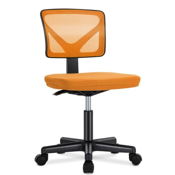 Kadyn Office Computer Desk Chair, Ergonomic Low Back Mesh Rolling Work Swivel Chair with Wheels, Armless, Comfortable Seat Lumbar Support for Home, Bedroom, Study, Student, Adult, Orange