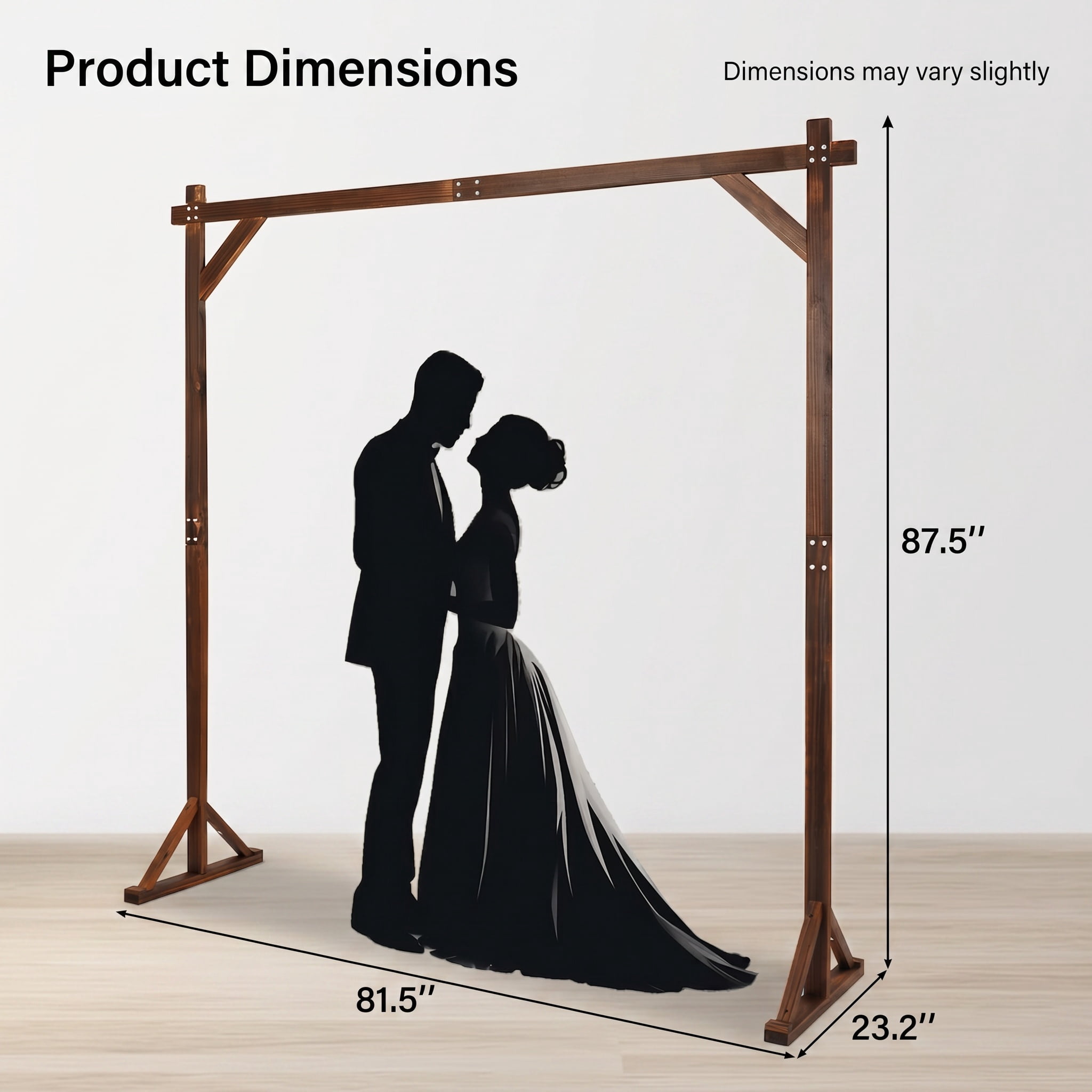 Kadyn Outdoor Decor,Wooden Wedding Arch Solid Wood Arbor Backdrop Stand for Wedding Ceremony-Square