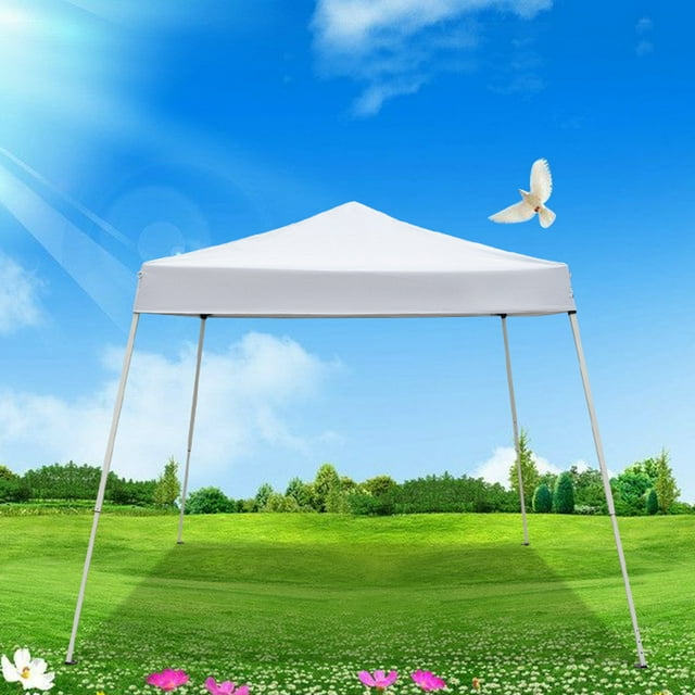 Kadyn Outdoor Folding Party Tent, 10' x 10' Portable Household Waterproof Folding Tent for Parties Garden Pool, White Camping Shelters