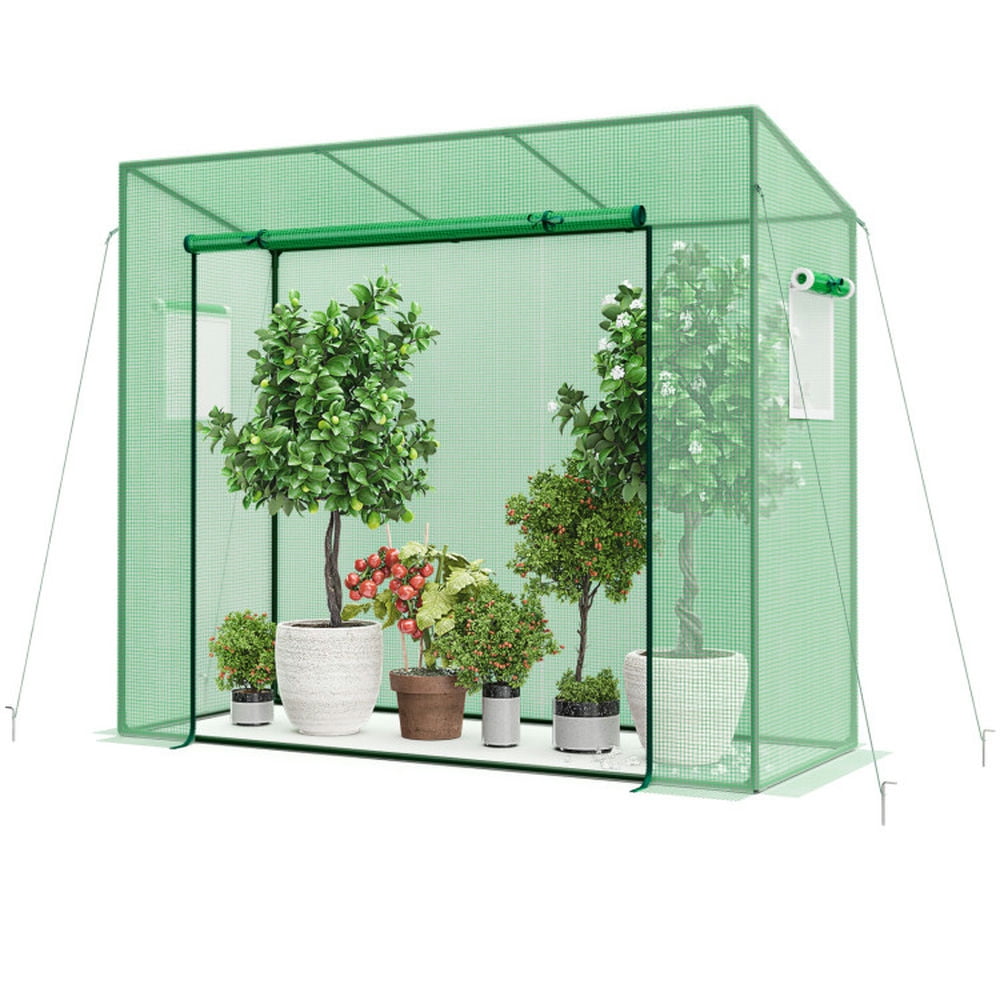 Kadyn Outdoor Portable Walk-in Greenhouse with PE Cover Heavy-Duty Metal Frame Roll-up Zipper Door