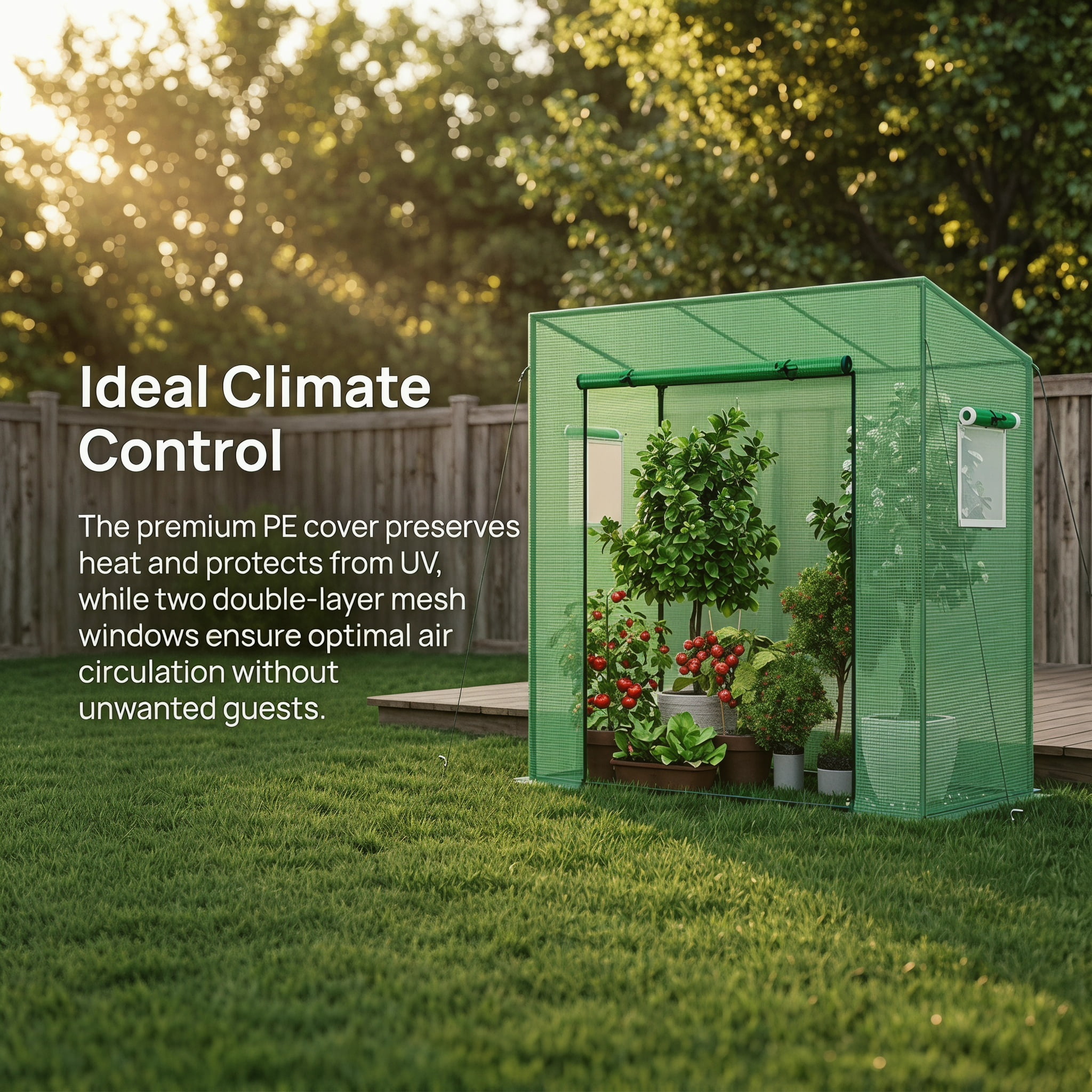 Kadyn Outdoor Portable Walk-in Greenhouse with PE Cover Heavy-Duty Metal Frame Roll-up Zipper Door
