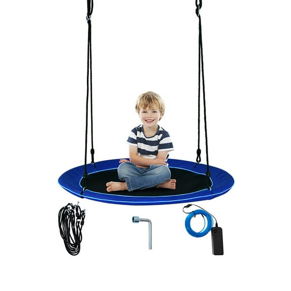 Kadyn Outdoor Swing, Hanging Swing Bench Chair, 40 Inches Saucer Tree Swing for Kids and Adults-Navy