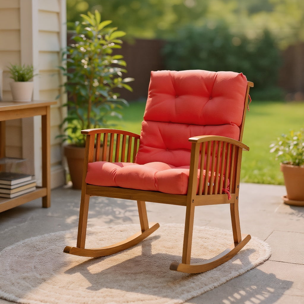 Kadyn Outdoor Waterproof Seat Cushions, Chair Pads, 22 x 44 Inch Tufted Outdoor Patio Chair Seating Pad-Orange