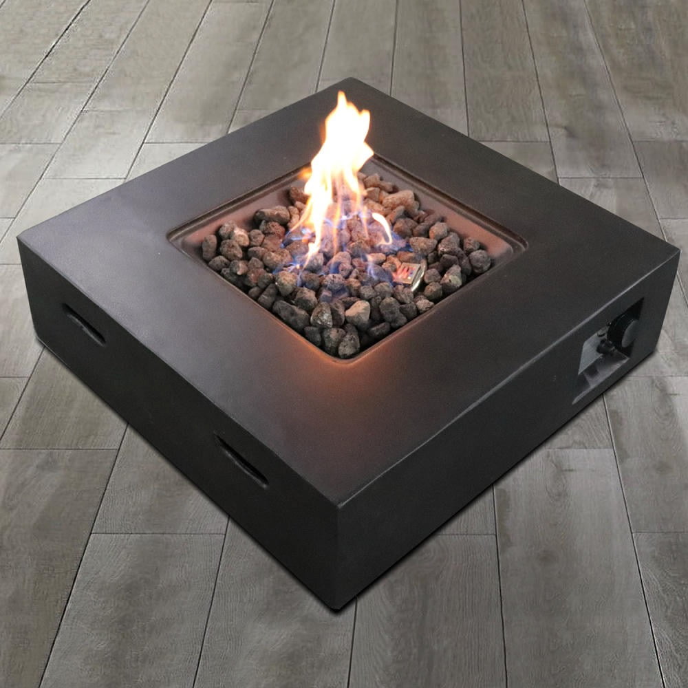 Kadyn Outside Fire Pits with Fiber Reinforced Concrete Propane Gas, Smokeless Fire Pit for Outdoor Space, Black