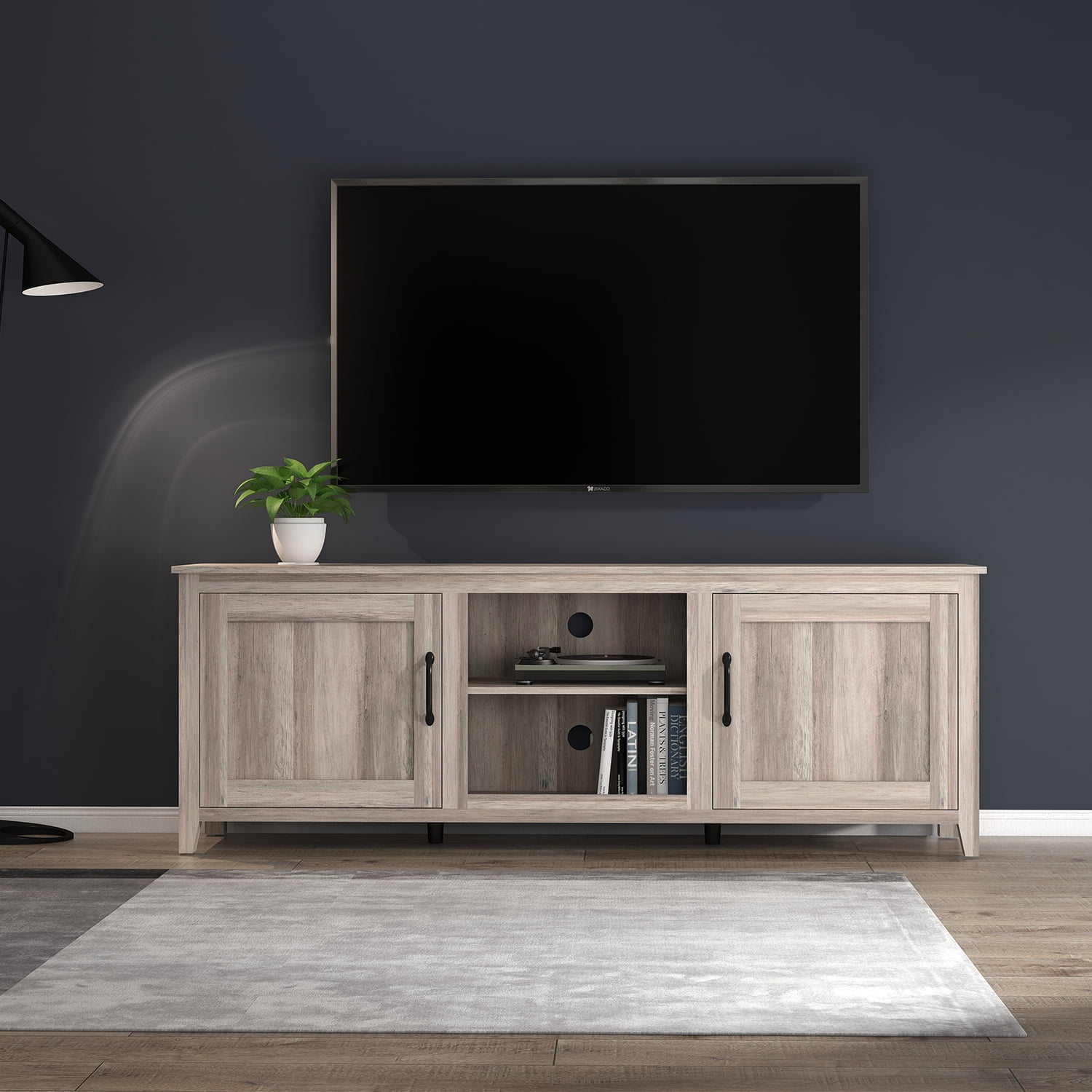 Kadyn Particle Board TV Stand, Media Console Entertainment Center with Two Doors, Modern TV Console for TVs up to 60", Grey Kadyn Particle Board TV Stand, Media Console Entertainment Center with Two Doors, Modern TV Console for TVs up to 60", Grey