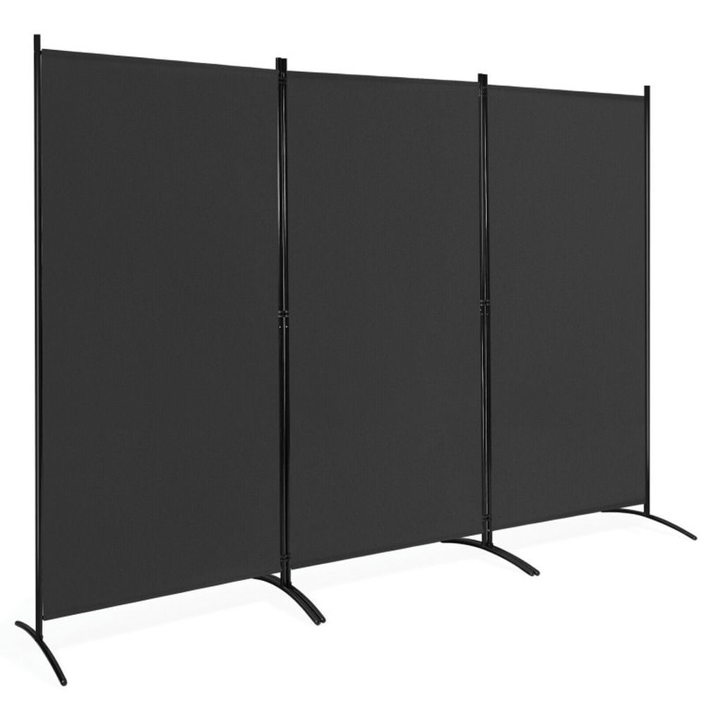 Black Metal 3-Panel Folding Privacy Screen Room Divider
