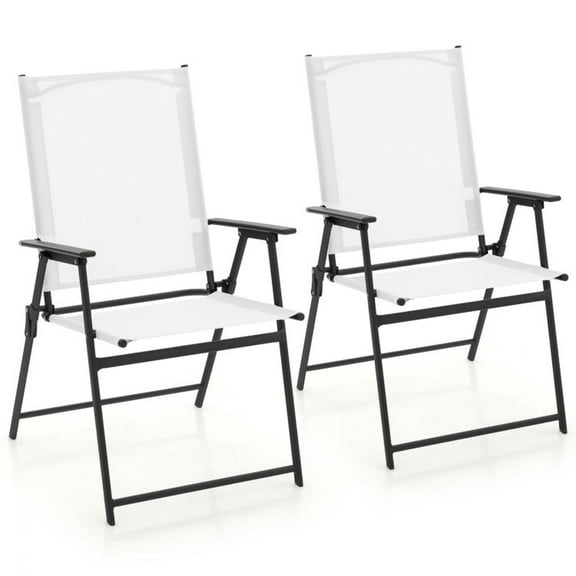 Kadyn Patio Accent Chair, Outdoor Dining Chairs,Outdoor Dining Seating,2 Pieces Patio Folding Chairs with Armrests for Deck Garden Yard-White